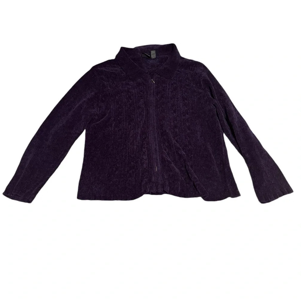 💜 Bobbie Brooks Plush Zip-Up Jacket Deep Purple‎ Size L 💜